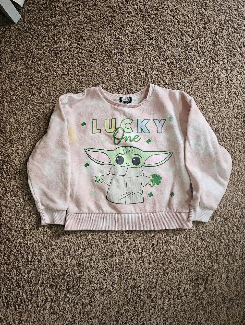 Star Wars Pink Kids Sweatshirt with Green Baby Yoda Graphic